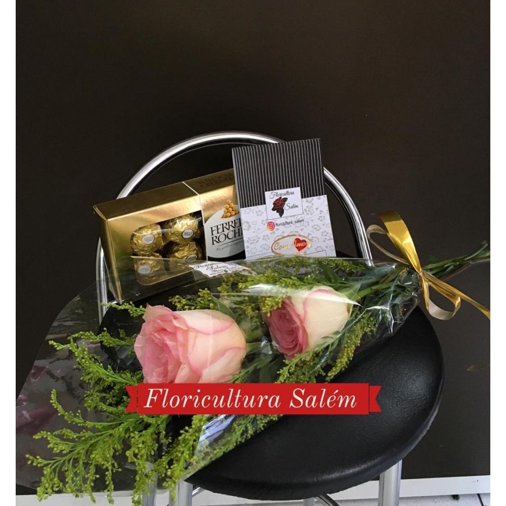 Kit Rosas 2 Cor Rosa C/ Ferrero Rocher