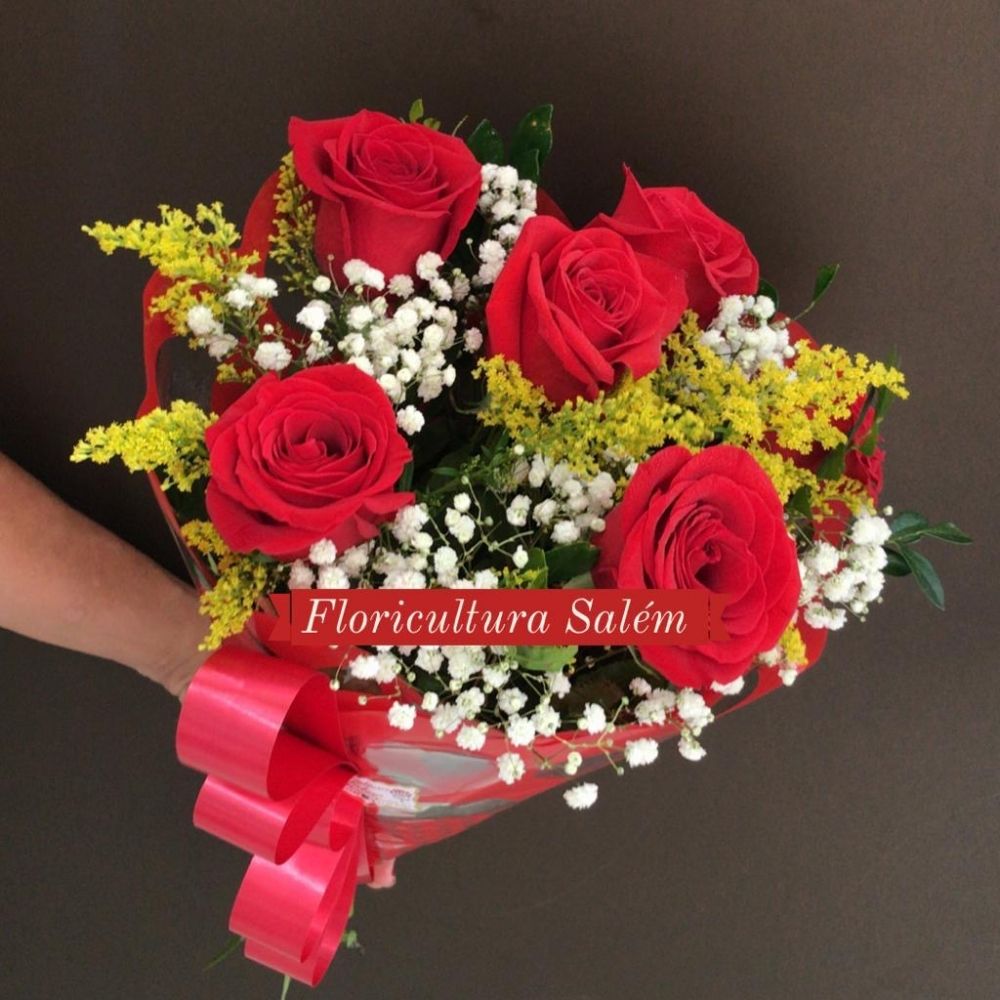 Buquê 6 rosas Colombianas VERMELHO - Floricultura Salém