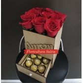 Caixa MDF 9 Rosas C/Gaveta Ferrero Rocher