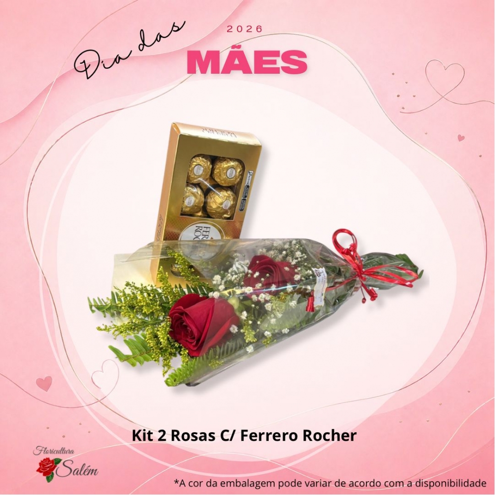 Kit 2 Rosas vermelhas c/ ferrero rocher