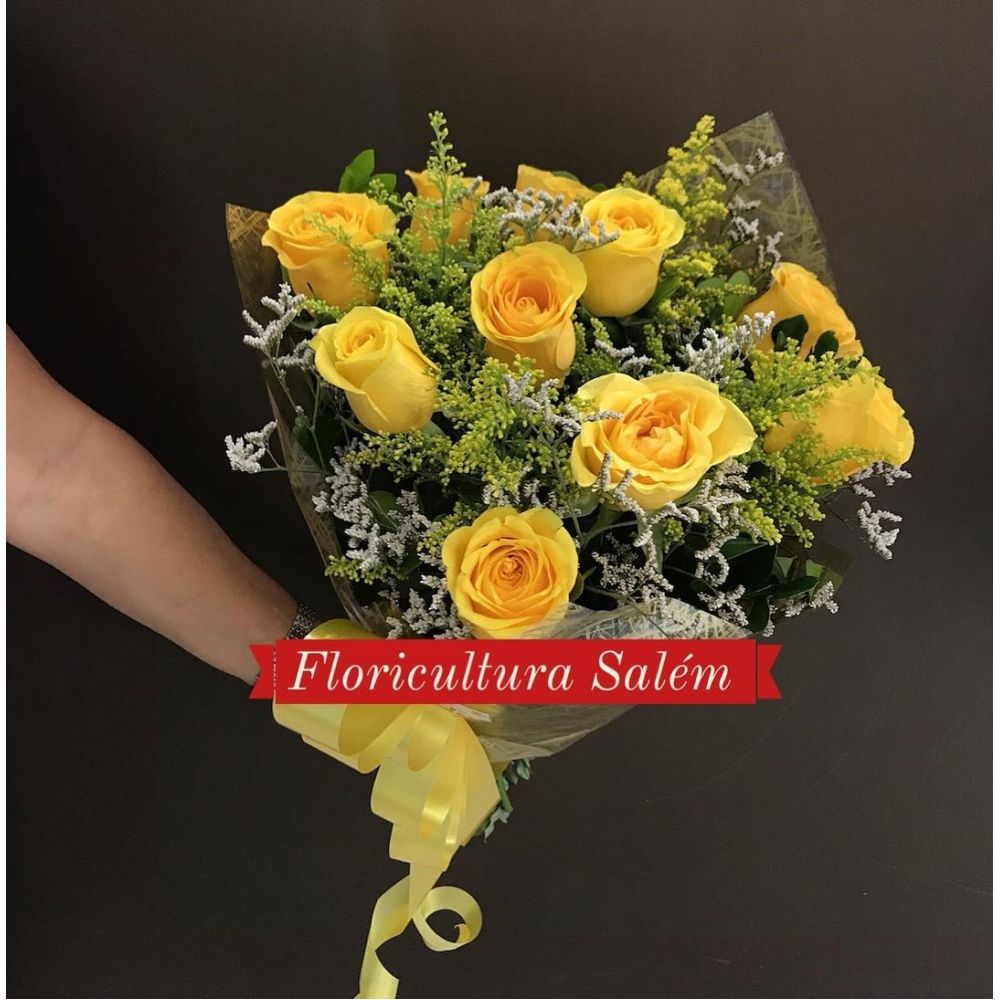 Buquê 10 Rosas Amarelas