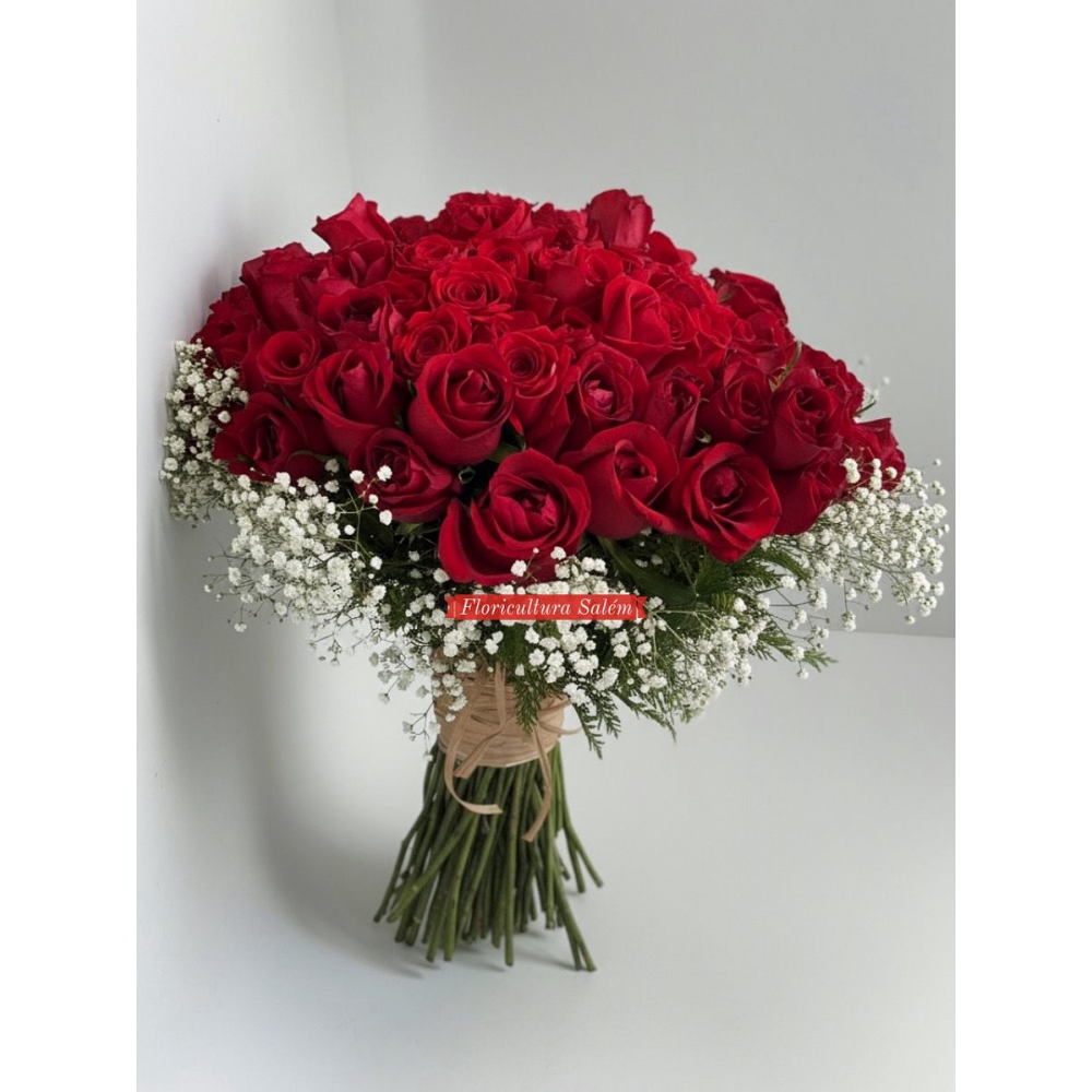 Buquê 60 Rosas vermelhas