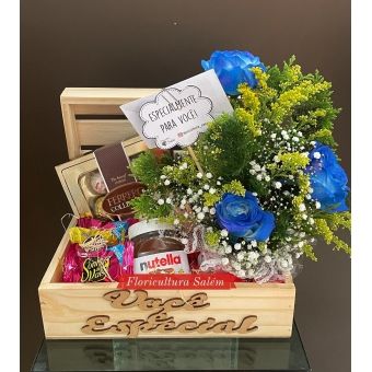 Cesta Glamour Arranjo Natural AZUL