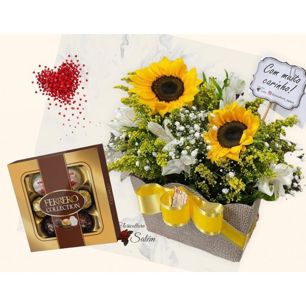 Arranjo Girassol duplo e Ferrero Collection