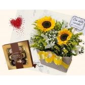 Arranjo Girassol duplo e Ferrero Collection