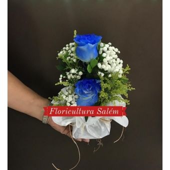 Mini Arranjo 2 Rosas Azuis
