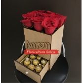 Caixa MDF 9 Rosas C/Gaveta Ferrero Rocher