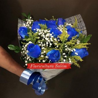 Buquê 12 Rosas Azuis