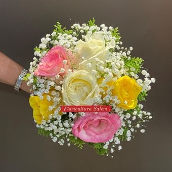 Buquê de Noiva 6 rosas Colorido