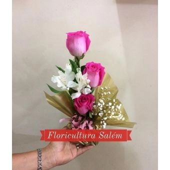 Mini Arranjo 3 Rosas Pink
