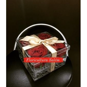 Arranjo 4 Rosas Caixa Acrílico