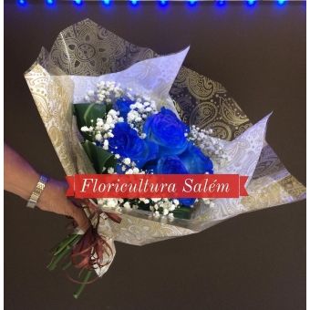 Buquê 6 Rosas Azuis