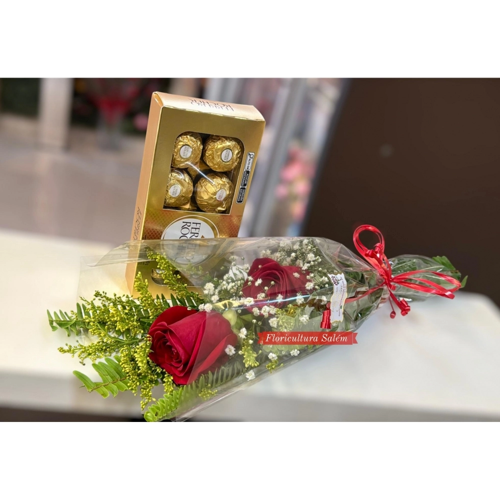 Kit Rosas 2 Vermelhas C/ Ferrero Rocher