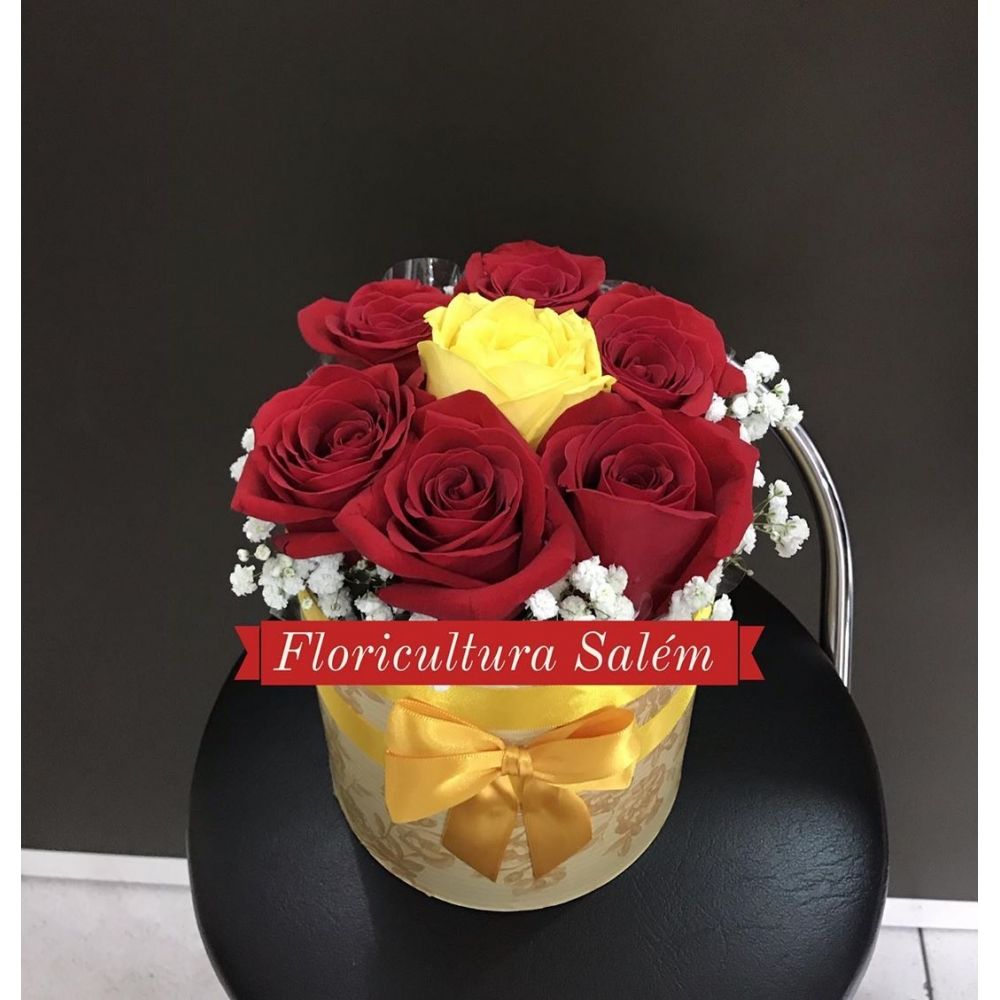 Caixa C/ 7 Rosas Vermelhas