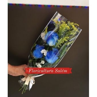 Ramalhete com 3 Rosas Azuis