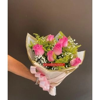 Buquê 6 rosas pink embalagem especial