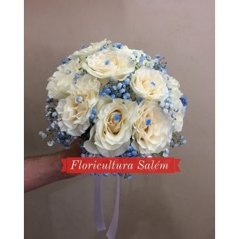 Buquê de Noiva 12 Rosas Colombiana Brancas