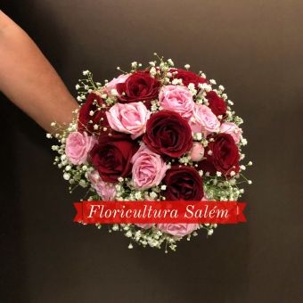 Buquê de Noiva 8 Rosas e Mini Rosas